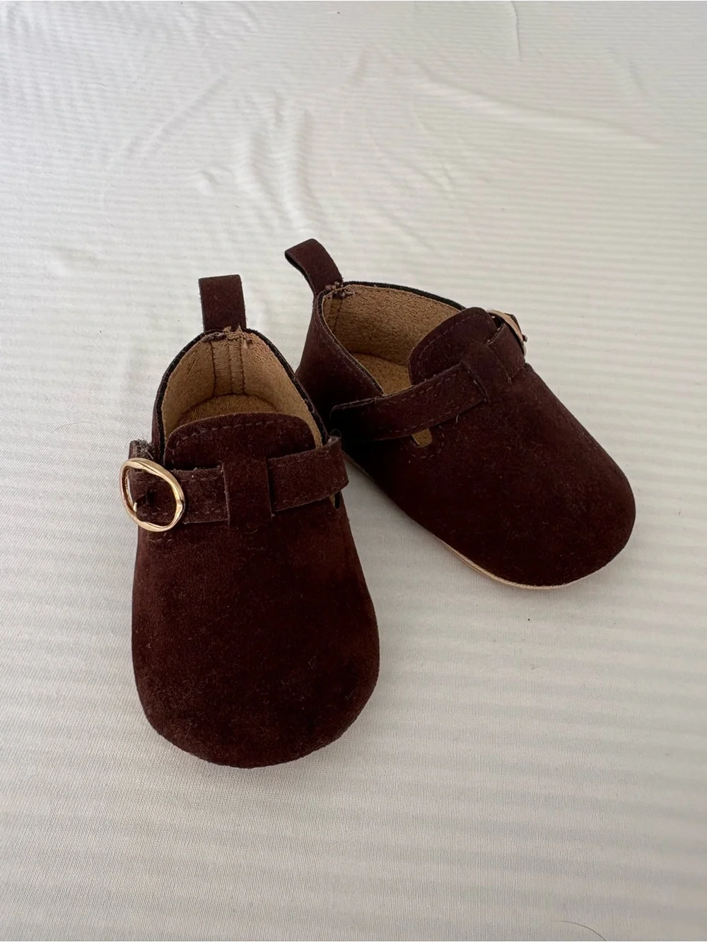 Classic Brown Suede Baby Mary Jane Shoes